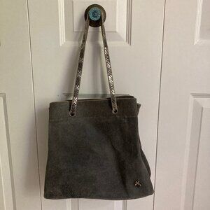 Calleen Cordero Distressed Charcoal Grey Suede Tote Very Good Condition